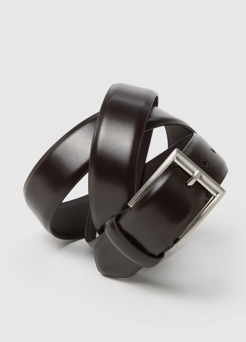 Cintura In Vera Pelle Nera, Uomo, Nero miniatura 3