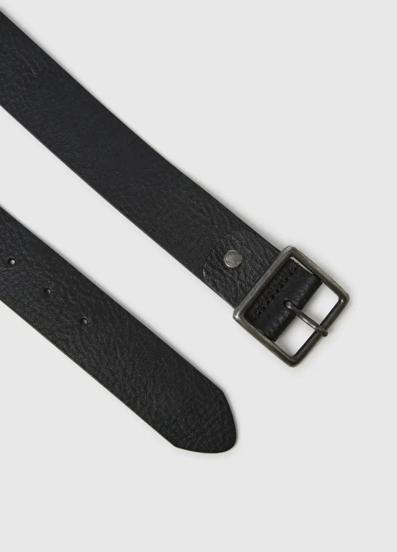 Cintura In Vera Pelle Nera, Uomo, Nero miniatura 2