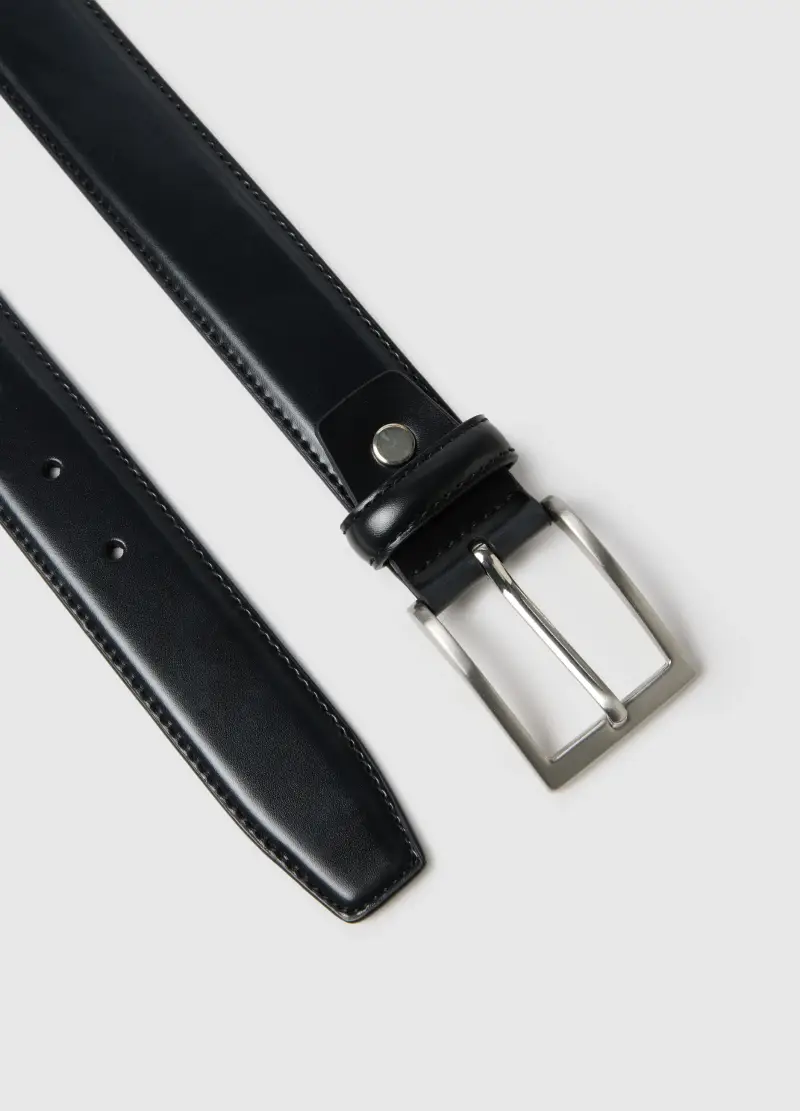 Cintura In Vera Pelle Nera, Uomo, Nero miniatura 2