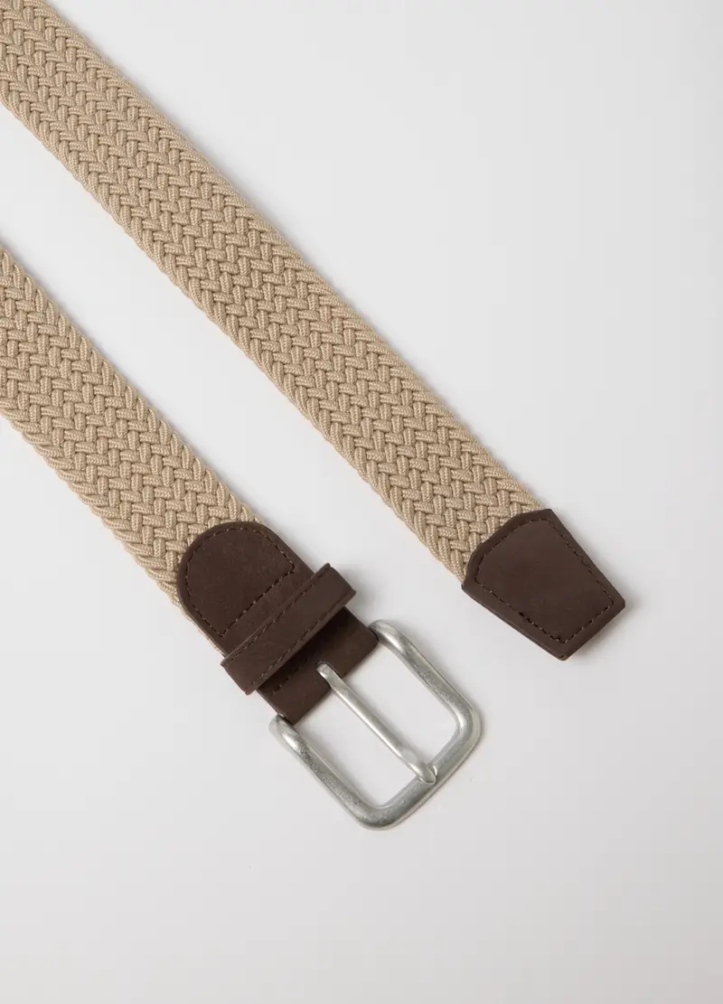 Cintura Intrecciata Multicolor Con Fibbia Metallica, Uomo, Multicolor miniatura 2