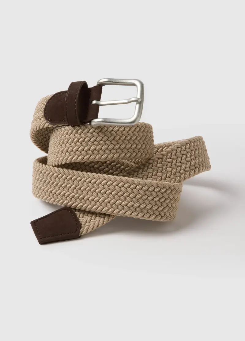 Cintura Intrecciata Multicolor Con Fibbia Metallica, Uomo, Multicolor miniatura 3