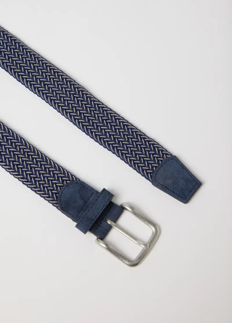 Cintura Intrecciata Multicolor Con Fibbia Metallica, Uomo, Multicolor miniatura 2