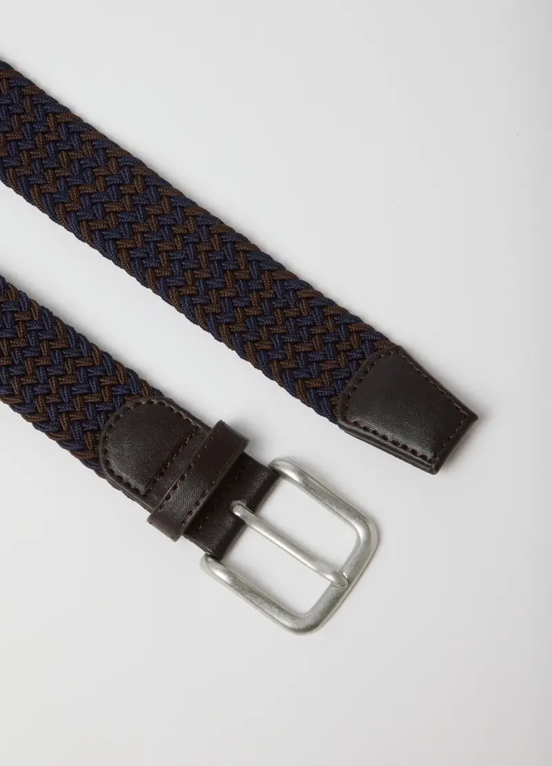 Cintura Intrecciata Multicolor Con Fibbia Metallica, Uomo, Multicolor miniatura 2