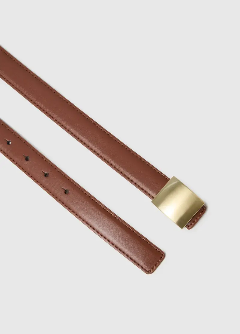 Cintura Marrone Con Fibbia Dorata, Donna, Marrone miniatura 2