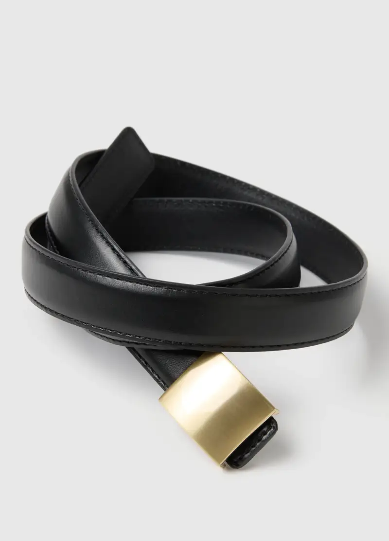 Cintura Nera Con Fibbia Dorata, Donna, Nero miniatura 3