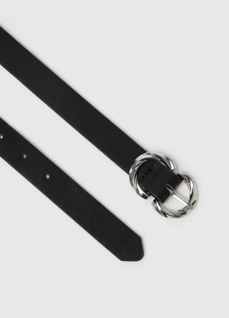 Cintura Nera Con Fibbia In Metallo, Donna, Nero miniatura 2