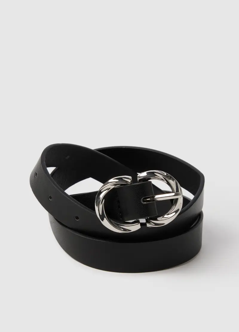 Cintura Nera Con Fibbia In Metallo, Donna, Nero miniatura 3