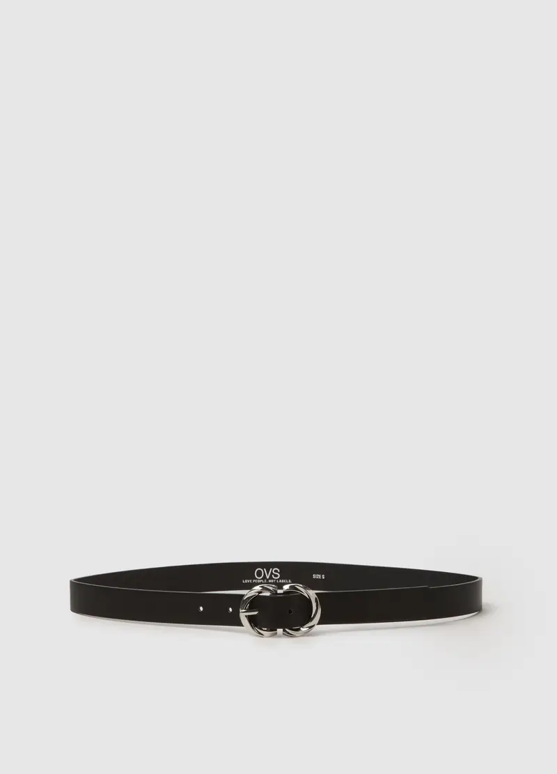 Cintura Nera Con Fibbia In Metallo, Donna, Nero