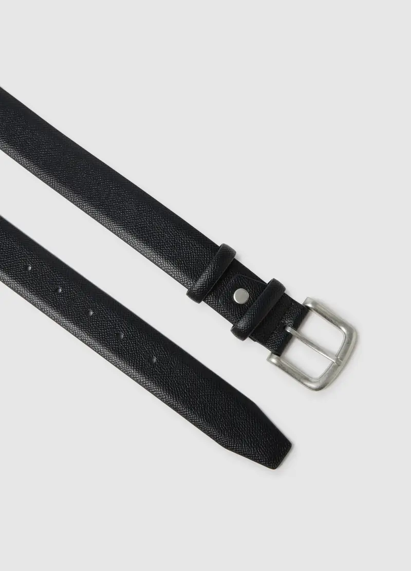 Cintura Nera Con Fibbia Metallica, Uomo, Nero miniatura 2