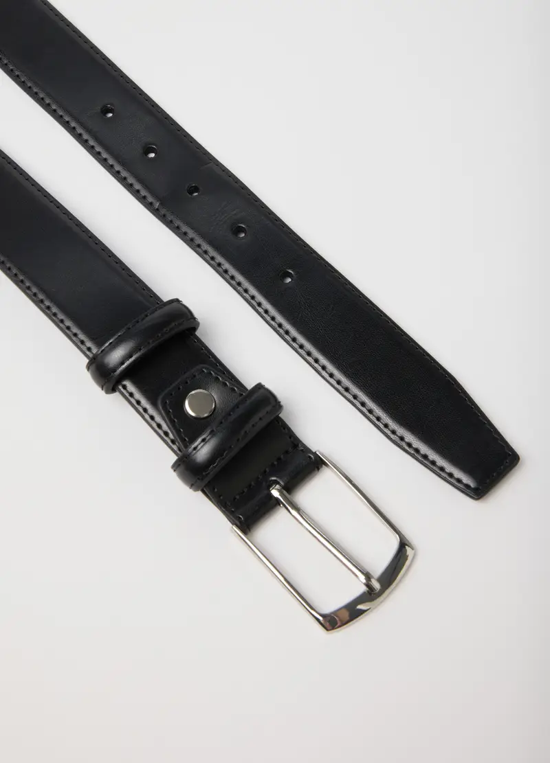 Cintura Nera In Ecopelle, Uomo, Nero miniatura 2