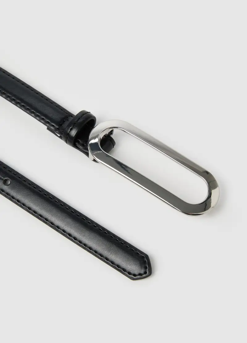 Cintura Nera In Poliuretano, Donna, Nero miniatura 2