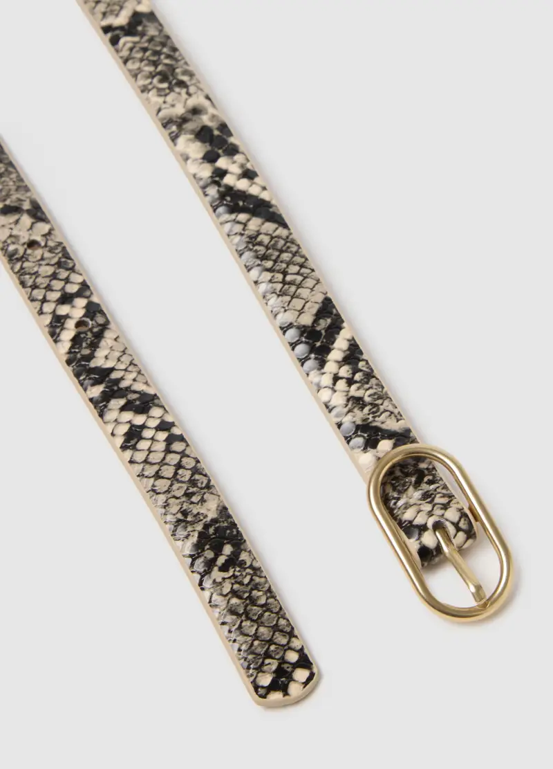 Cintura Pitonata Multicolor Slim Fit Con Fibbia Dorata, Donna, Multicolor miniatura 2