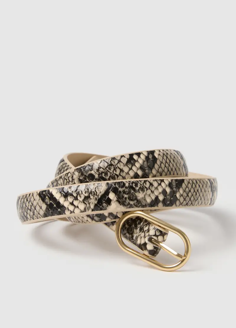 Cintura Pitonata Multicolor Slim Fit Con Fibbia Dorata, Donna, Multicolor miniatura 3