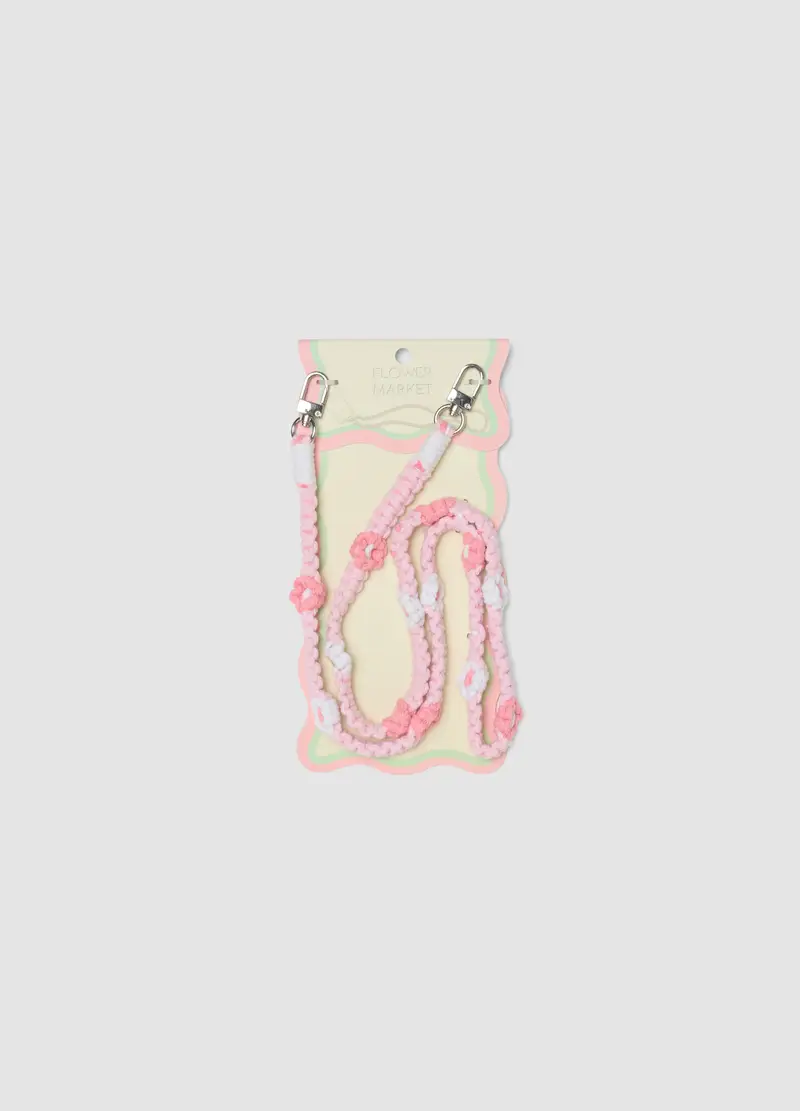 Cinturino Multicolor Con Fiori In Puro Cotone, Donna, Multicolor