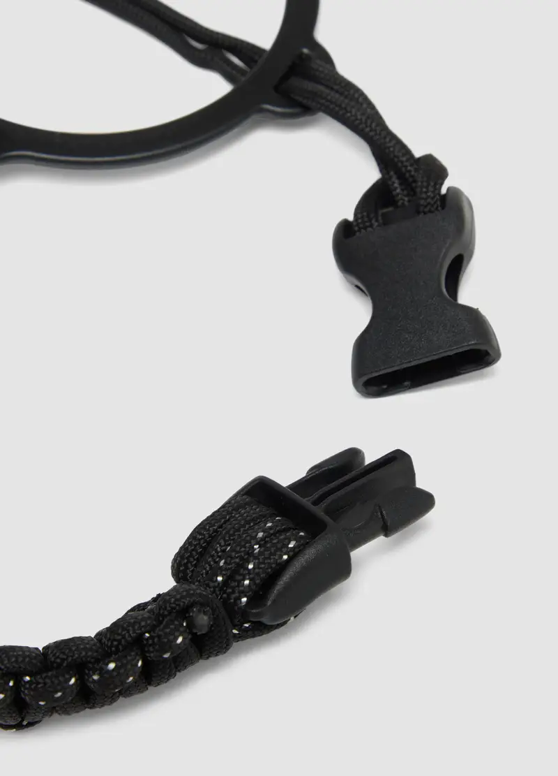 Cinturino Multifunzionale Nero Con Moschettone E Cordino Intrecciato, Donna, Nero miniatura 2