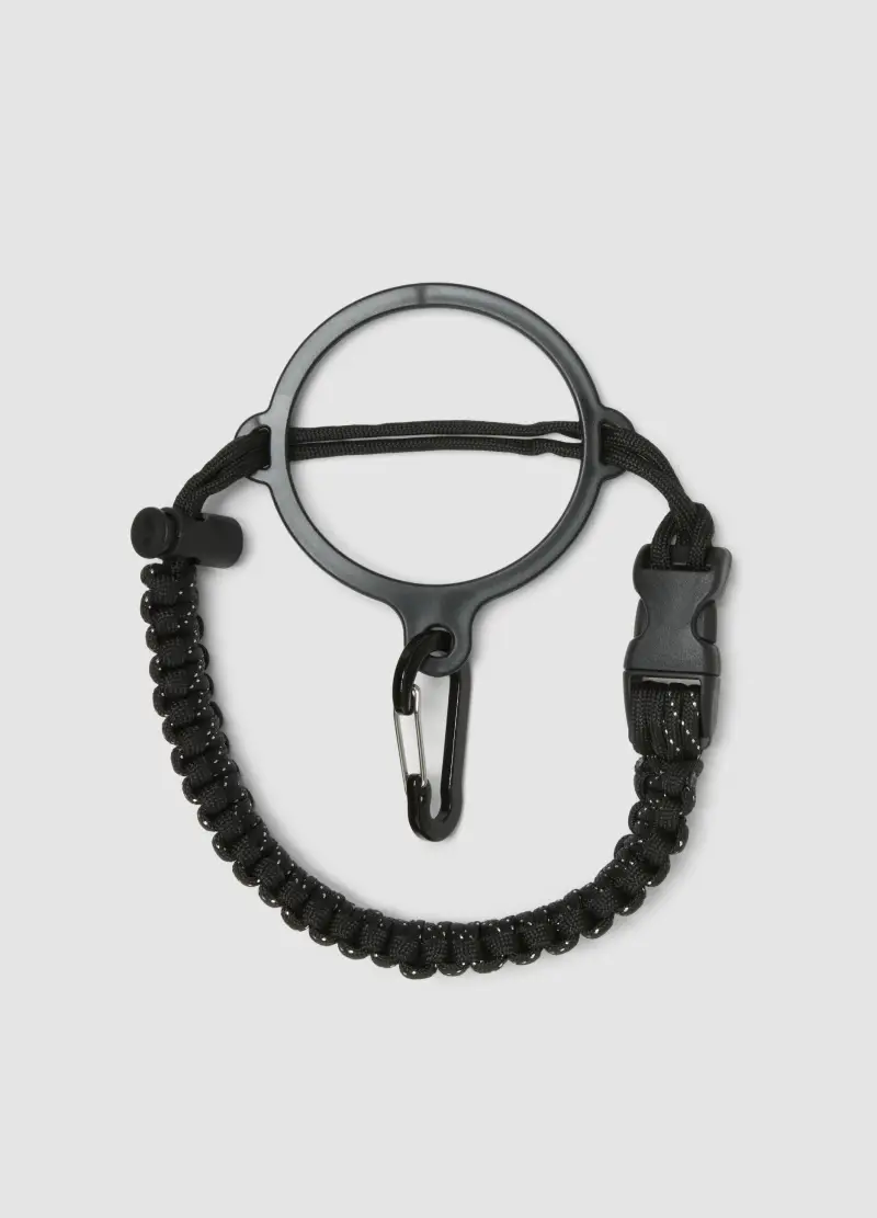 Cinturino Multifunzionale Nero Con Moschettone E Cordino Intrecciato, Donna, Nero