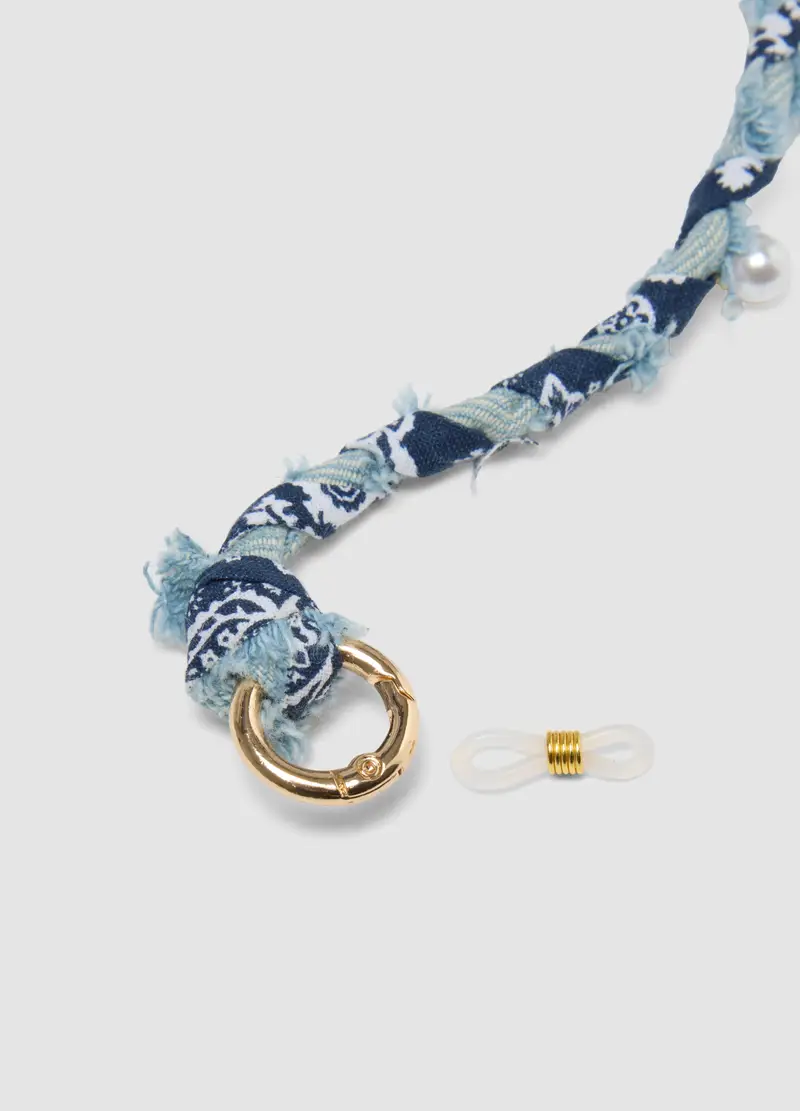 Collana Bandana In Denim Multicolor Con Charms, Donna, Multicolor miniatura 3