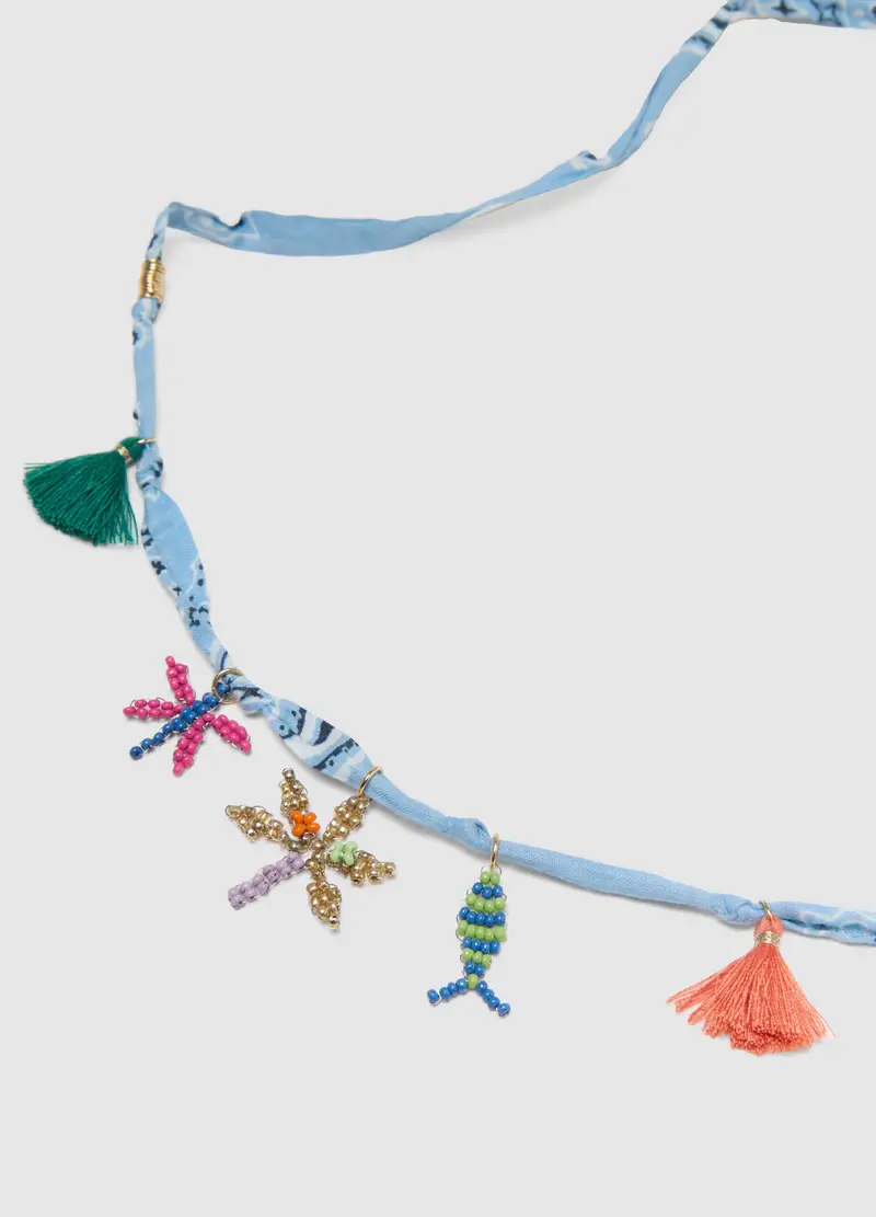 Collana Bandana Multicolor Con Charms, Donna, Multicolor miniatura 3