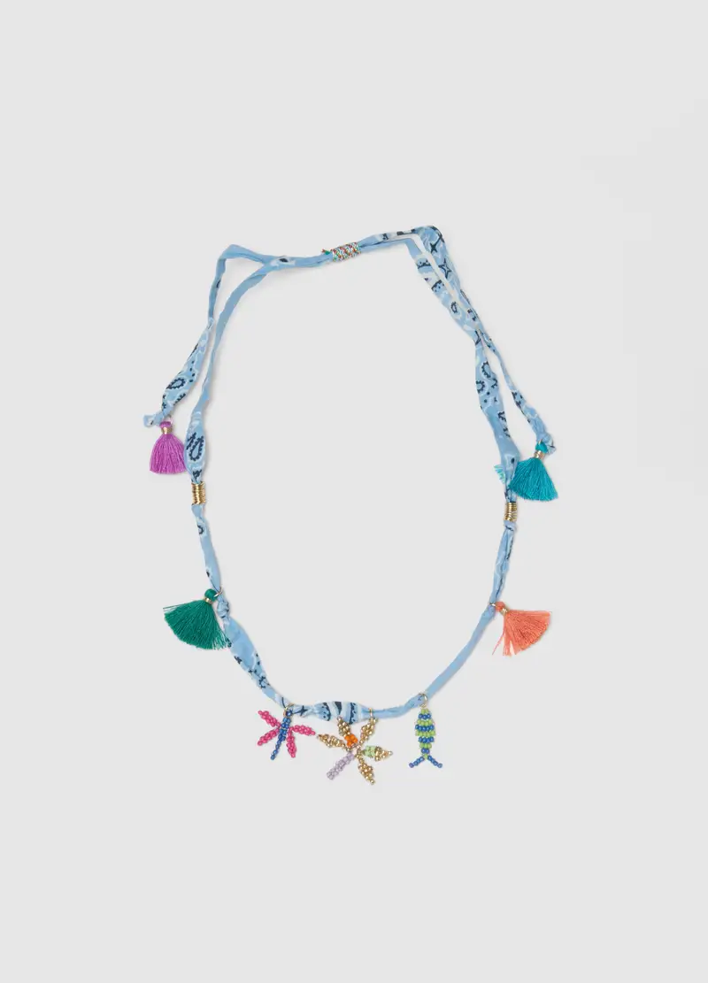 Collana Bandana Multicolor Con Charms, Donna, Multicolor