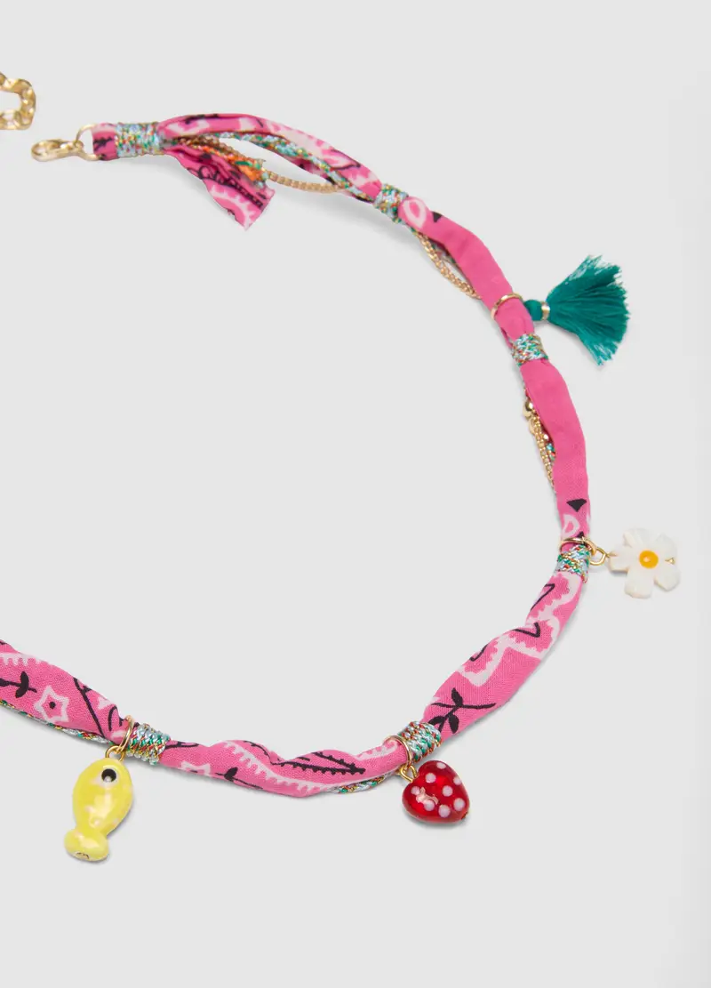 Collana Bandana Multicolor Con Charms, Donna, Multicolor miniatura 2