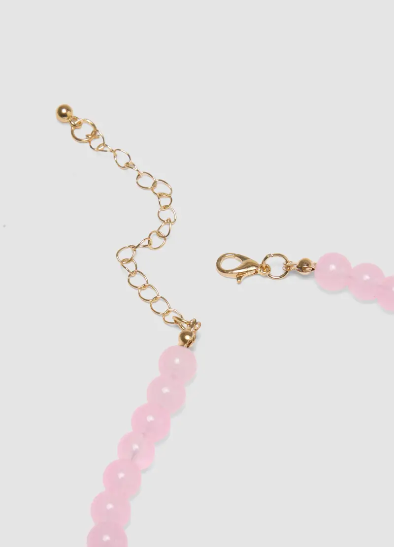 Collana Con Perline Rosa Con Ciondolo Fragola, Donna, Rosa miniatura 3