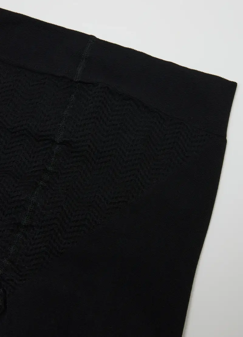 Collant In Tessuto Elasticizzato Neri, Donna, Nero miniatura 3