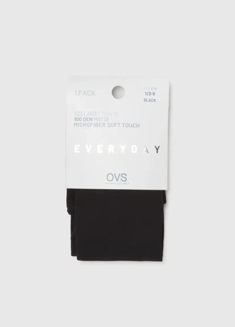 Collant In Tessuto Elasticizzato Neri, Donna, Nero