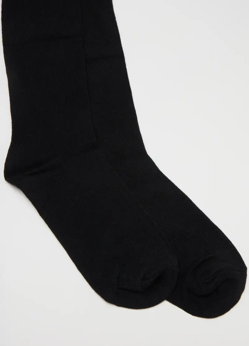 Collant Nero Elasticizzato In Misto Viscosa E Cashmere, Donna, Nero miniatura 2