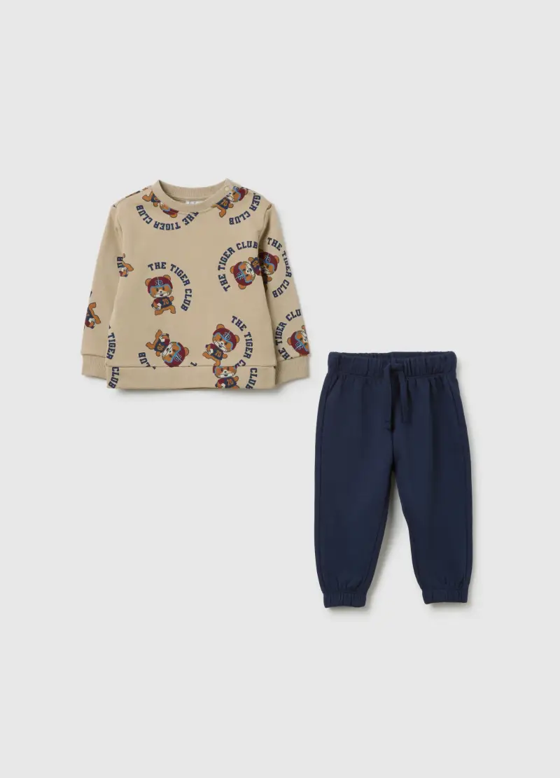 Completo Da Bambino In Puro Cotone Beige Regular Fit, Beige