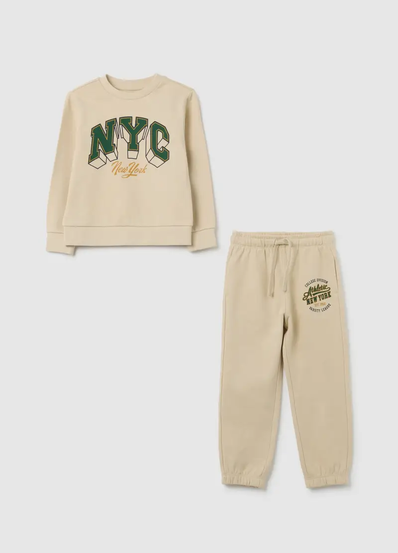 OVS, Completo Da Bambino In Puro Cotone Beige Regular Fit, Beige, Taglia: 3-4