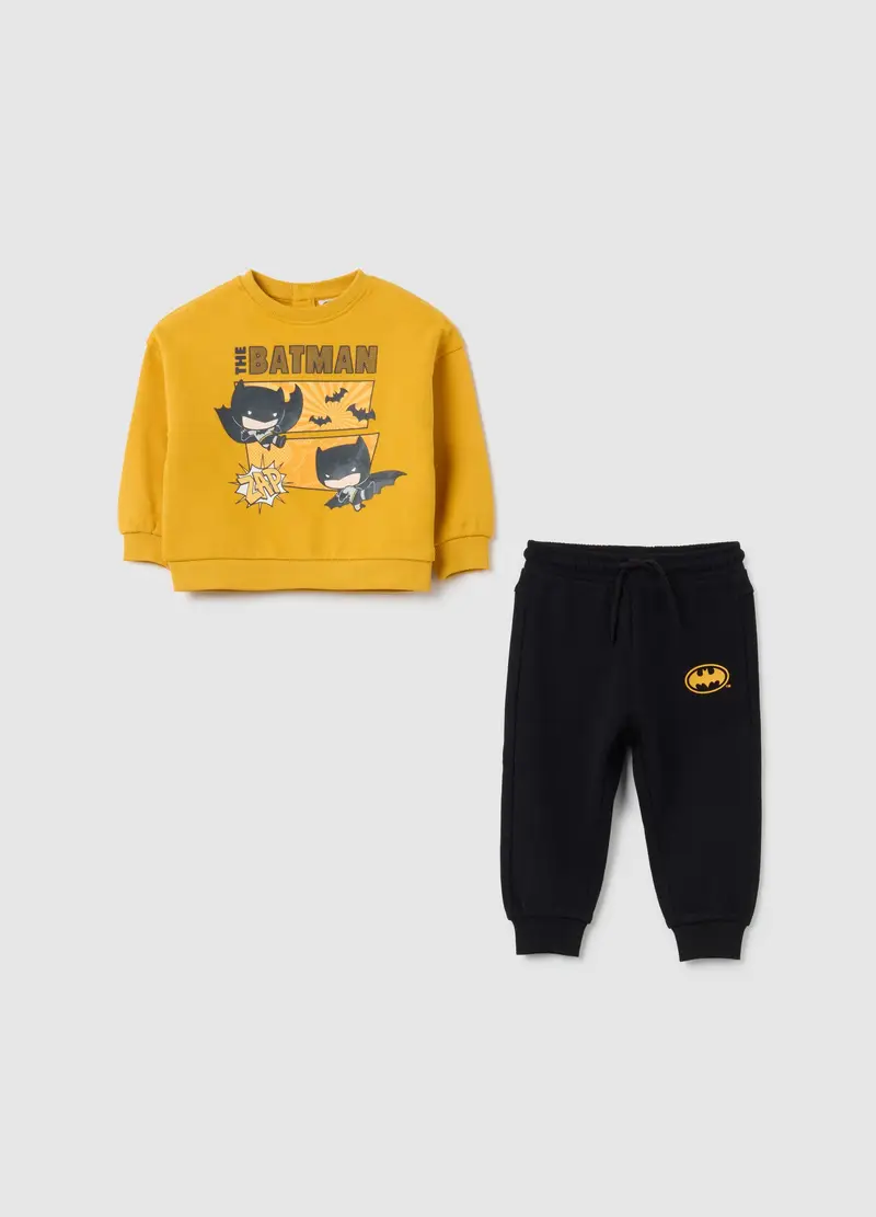Completo Da Bambino In Puro Cotone Giallo Regular Fit Con Stampa Batman, Giallo