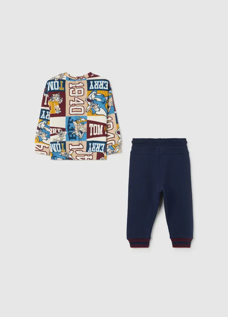 Completo Felpa E Pantalone Da Bambino In Puro Cotone Multicolor, Multicolor miniatura 2