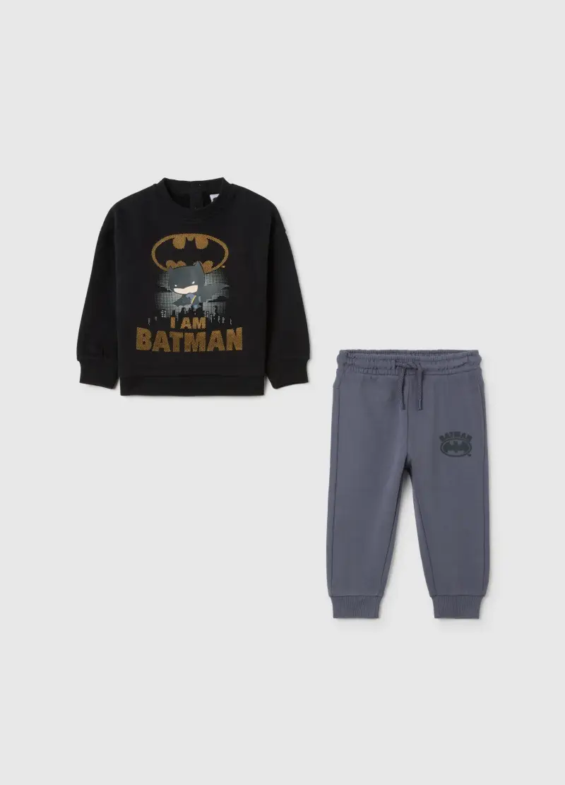 Completo Multicolor Da Bambino In Puro Cotone Con Stampa Batman, Nero