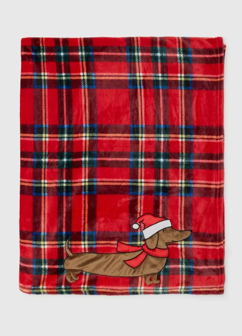 Coperta A Quadri Multicolor Con Cane Bassotto, Donna, Multicolor miniatura 3