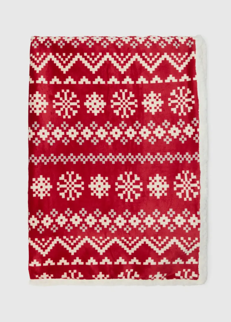 Coperta Rossa Con Motivo Natalizio, Donna, Multicolor miniatura 3