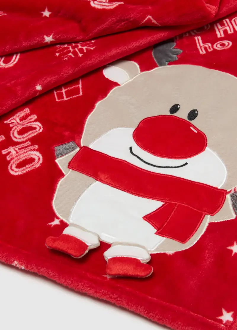 Coperta Rossa Natalizia Con Stampa Renna, Donna, Rosso miniatura 2