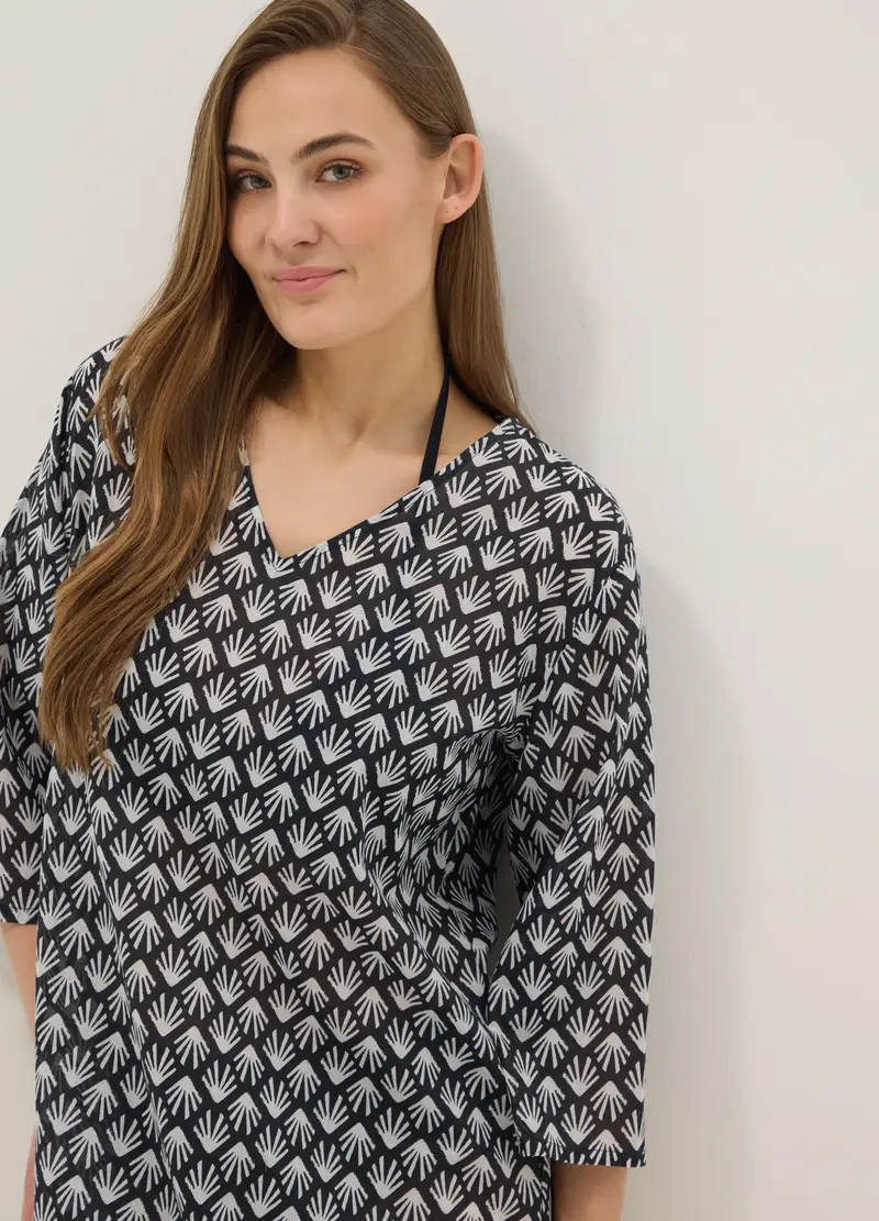 Copricostume In Puro Cotone Multicolor Regular Fit Con Collo A V, Donna, Multicolor