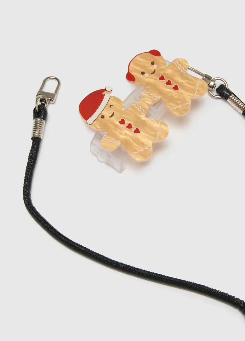 Cordino Per Telefono Natalizio Multicolor Con Clip, Donna, Nero miniatura 3