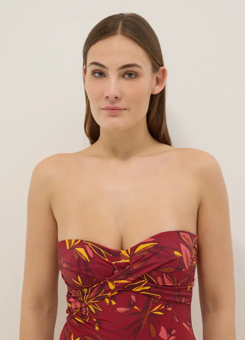 Costume Intero In Tessuto Elasticizzato Multicolor Con Motivo Floreale, Donna, Multicolor miniatura 3