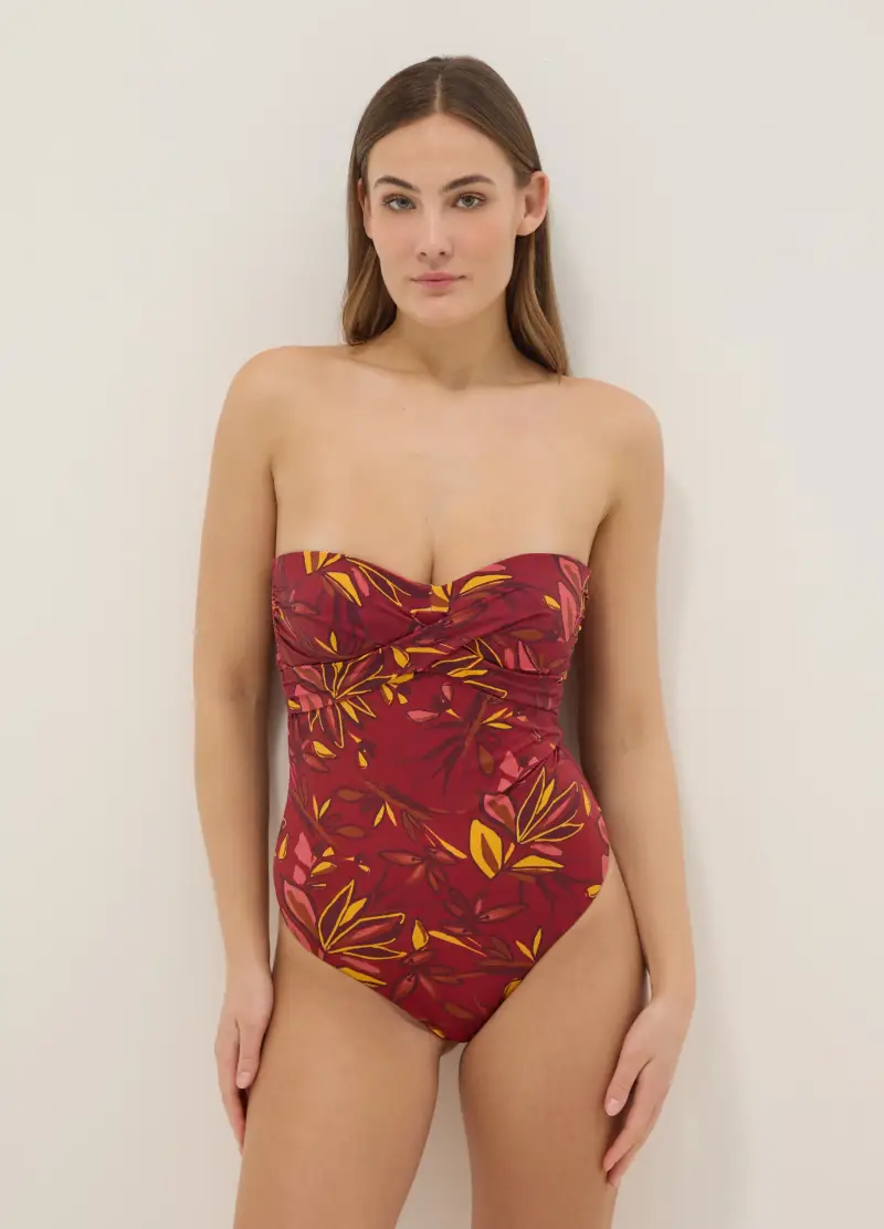 Costume Intero In Tessuto Elasticizzato Multicolor Con Motivo Floreale, Donna, Multicolor