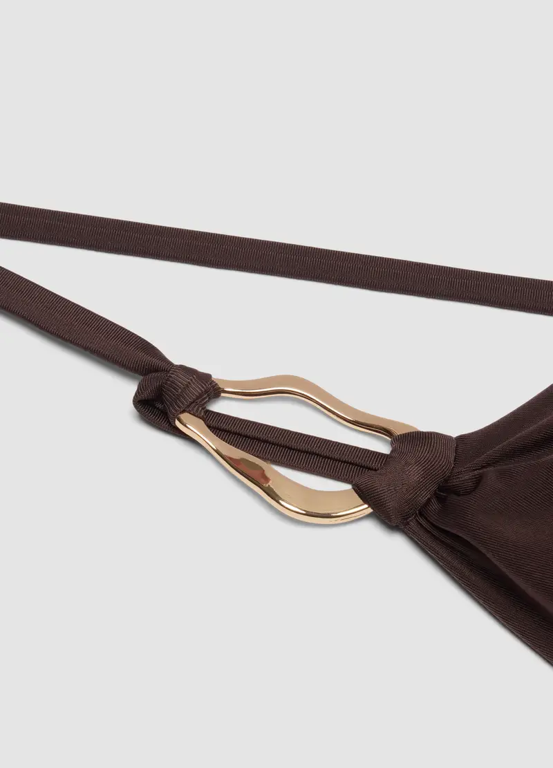 Costume Intero Monospalla In Tessuto Elasticizzato Marrone, Donna, Marrone miniatura 2