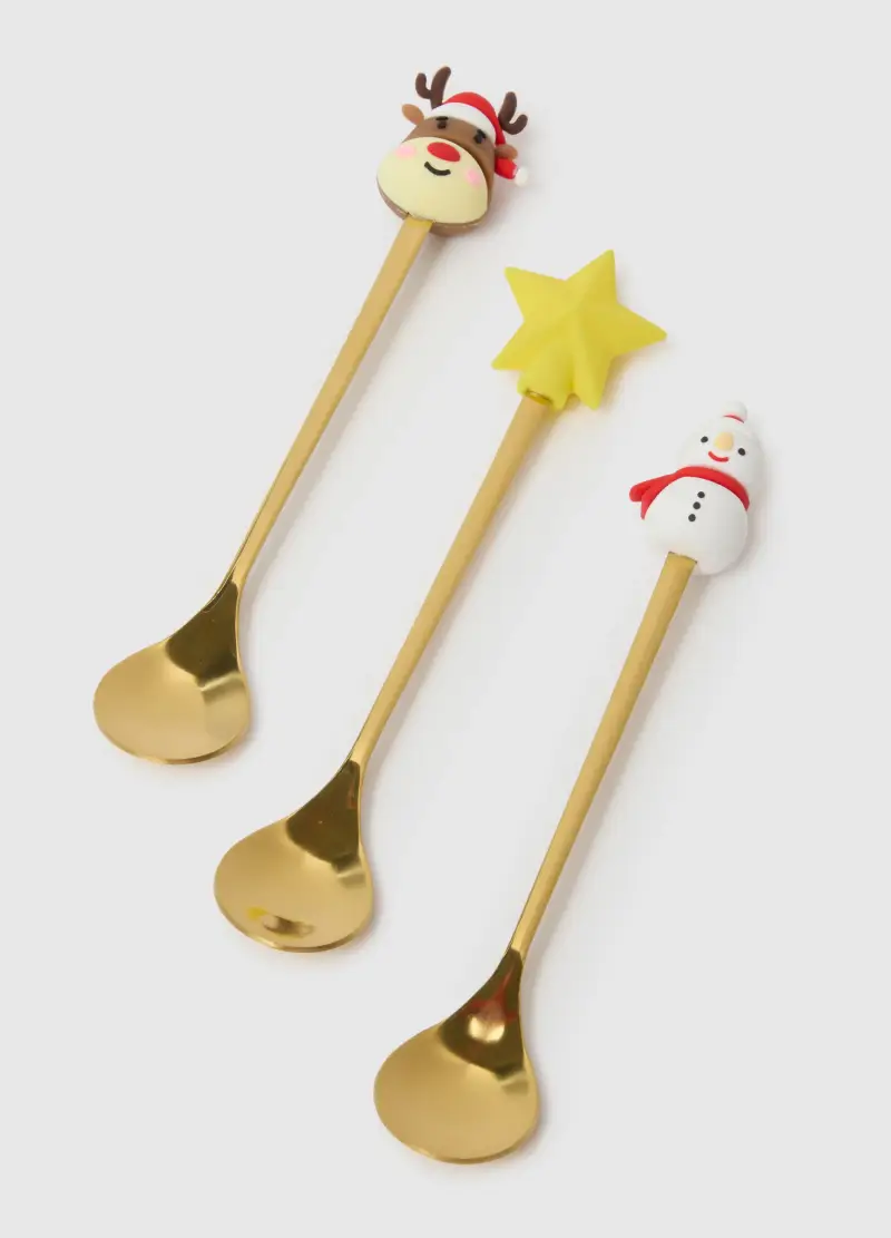 Cucchiaini Natalizi In Acciaio, Donna, Giallo miniatura 2