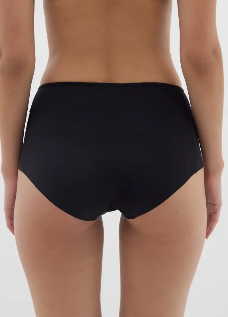 Culotte Vita Alta In Tessuto Elasticizzato Nero, Donna, Nero miniatura 3