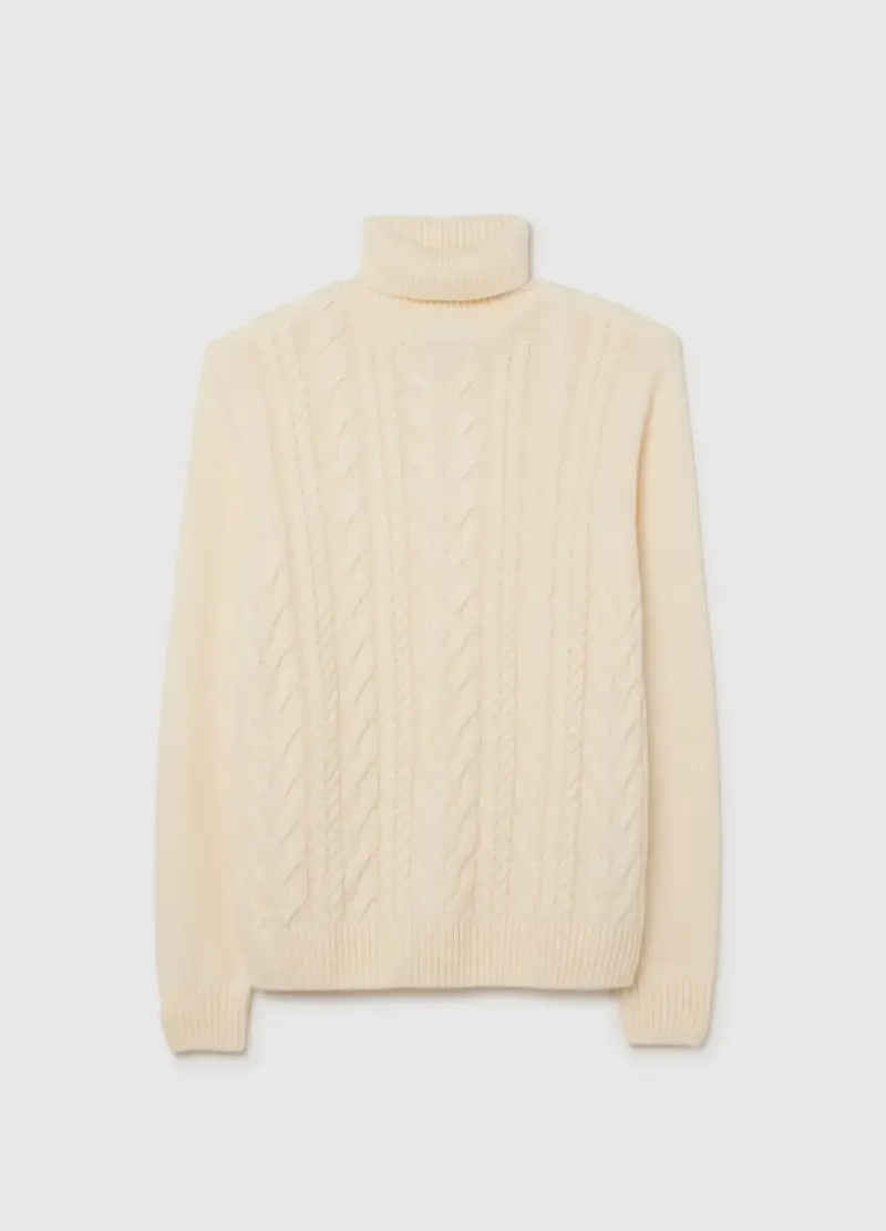 Dolcevita Beige Regular Fit Con Motivo Jacquard, Uomo, Beige