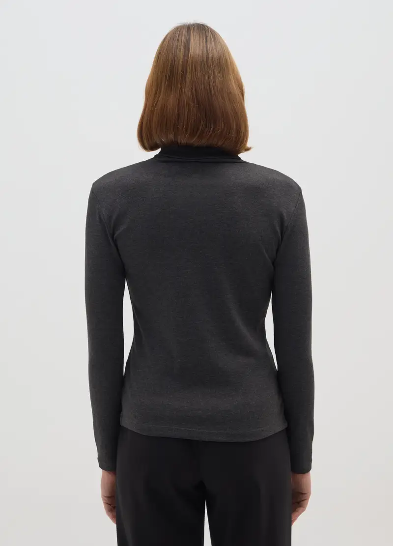 Dolcevita In Misto Cotone Grigia Regular Fit, Donna, Grigio miniatura 3