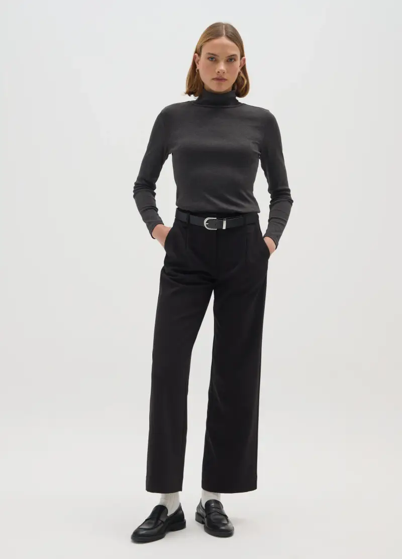 Dolcevita In Misto Cotone Grigia Regular Fit, Donna, Grigio