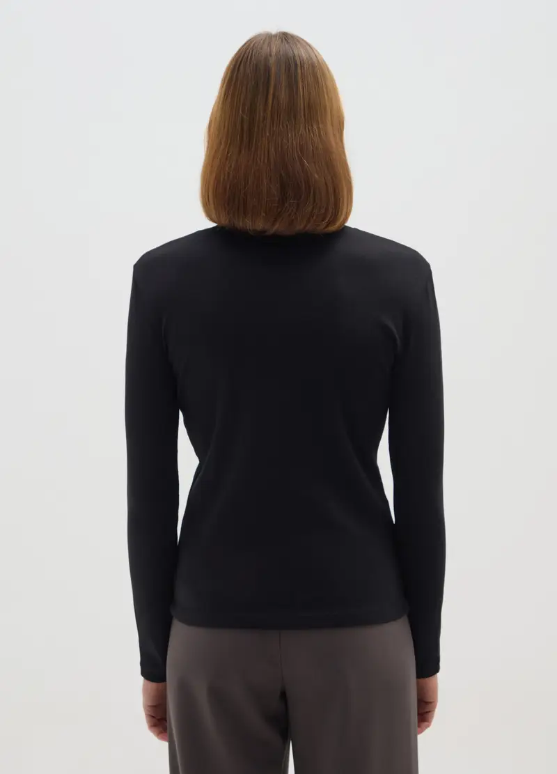 Dolcevita In Misto Cotone Nero Regular Fit, Donna, Nero miniatura 3