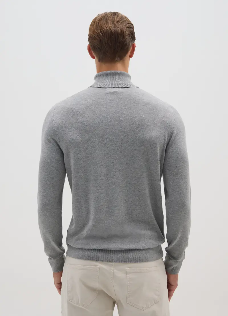 Dolcevita Regular Fit Grigio Chiaro In Misto Viscosa, Uomo, Grigio miniatura 3