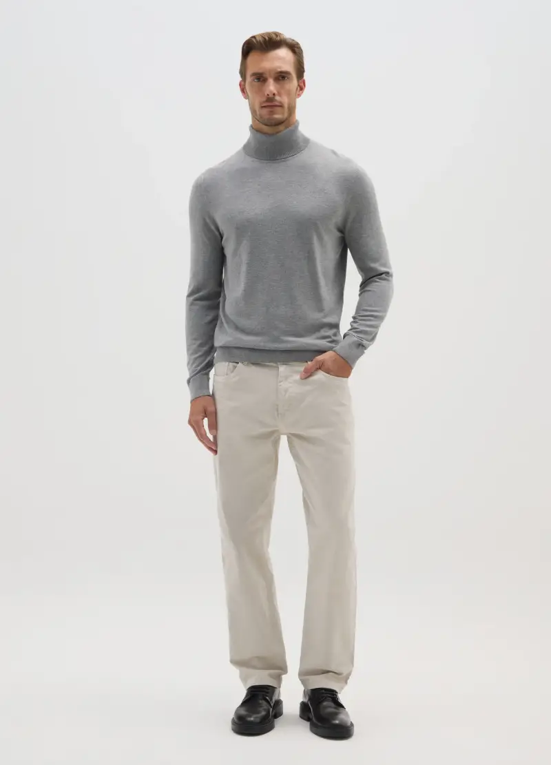 Dolcevita Regular Fit Grigio Chiaro In Misto Viscosa, Uomo, Grigio