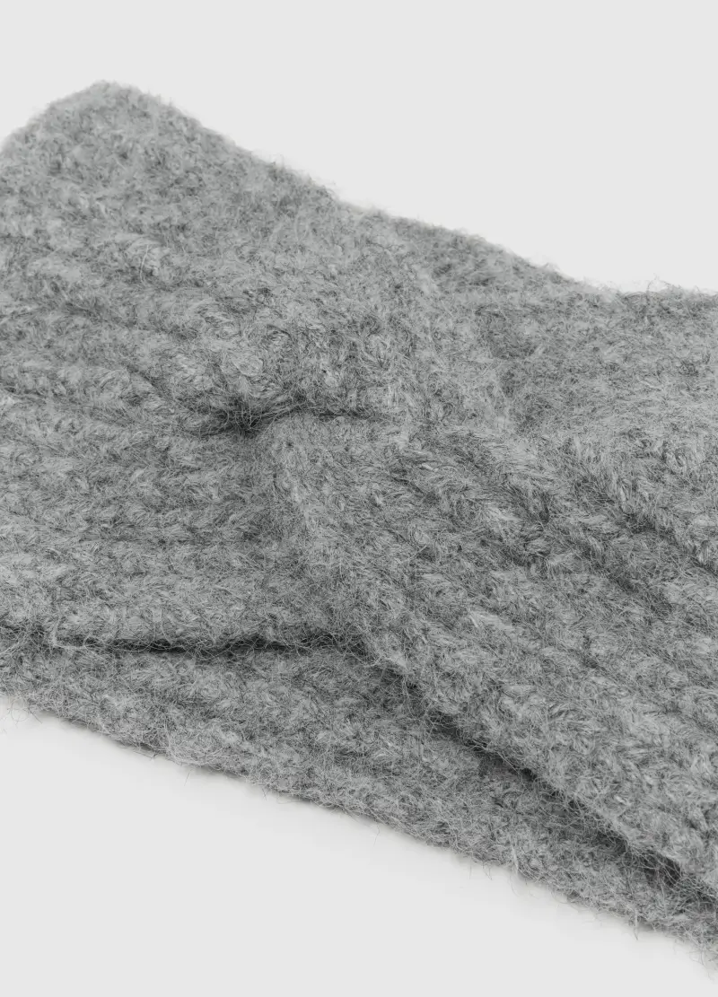 Fascia Grigia Con Lavorazione A Maglia Intrecciata, Donna, Grigio miniatura 3